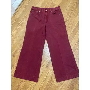 American Eagle Red- Maroon Wide Leg Jean Pants, Women's Size 12